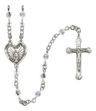 Sterling Silver 4mm Austrian Crystal Miraculous Rosary with Aurora Borealis in Crystal