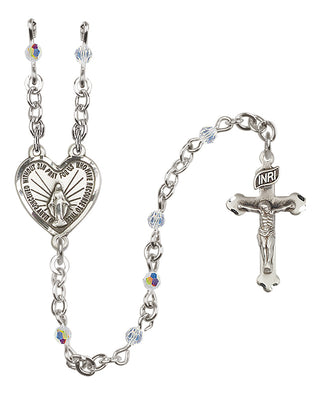 Sterling Silver 3mm Miraculous Heart Rosary