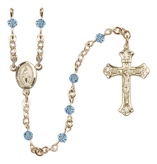 14 Karat Gold-Filled 4mm Austrian Crystal Miraculous Rosary Necklace in Aqua