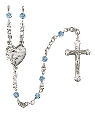Sterling Silver 4mm Guardian Angel Heart Rosary