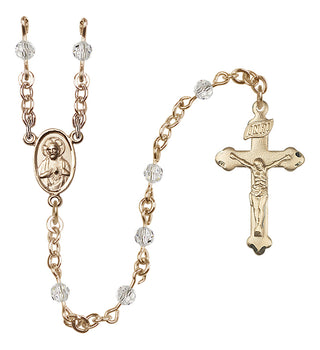14 Karat Gold 4mm Austrian Crystal Scapular Rosary in Crystal