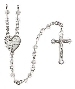 Sterling Silver 4mm Austrian Crystal Guardian Angel Rosary in Crystal