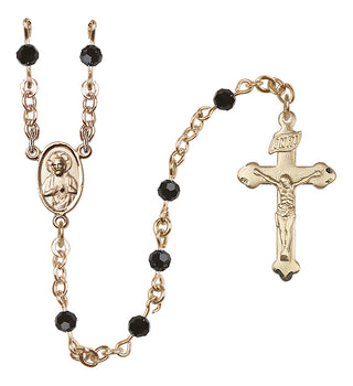 14 Karat Gold-Filled 4mm Austrian Crystal Scapular Rosary in Jet