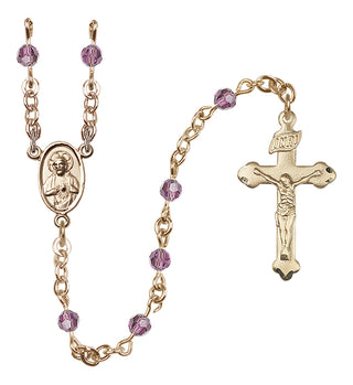 14 Karat Gold-Filled 4mm Austrian Crystal Scapular Rosary in Light Amethyst