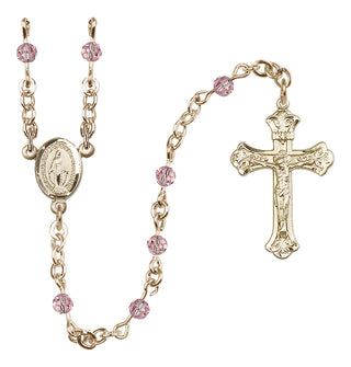 14 Karat Gold-Filled 4mm Austrian Crystal Miraculous Rosary Necklace in Light Rose