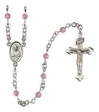 Sterling Silver 4mm Austrian Crystal Scapular Rosary in Light Rose