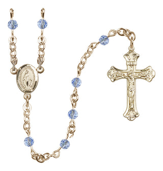 14 Karat Gold-Filled 4mm Austrian Crystal Miraculous Rosary Necklace in Light Sapphire