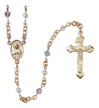 14 Karat Gold-Filled 4mm Austrian Crystal Scapular Rosary in Multi-Color
