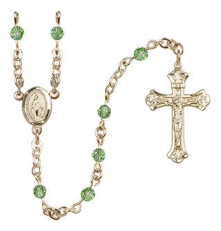 14 Karat Gold-Filled 4mm Austrian Crystal Miraculous Rosary Necklace in Peridot