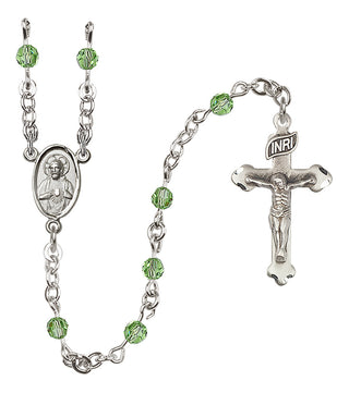 Sterling Silver 4mm Austrian Crystal Scapular Rosary in Peridot