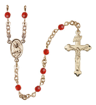 14 Karat Gold 4mm Austrian Crystal Scapular Rosary in Ruby