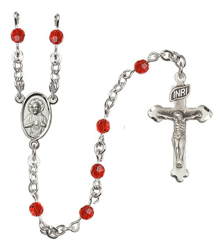 Sterling Silver 4mm Austrian Crystal Scapular Rosary in Ruby