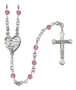 Sterling Silver 4mm Guardian Angel Heart Rosary
