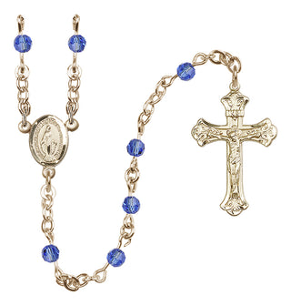 14 Karat Gold-Filled 4mm Austrian Crystal Miraculous Rosary Necklace in Sapphire