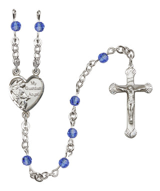 Sterling Silver 4mm Guardian Angel Heart Rosary
