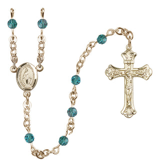 14 Karat Gold 4mm Austrian Crystal Miraculous Rosary Necklace in Zircon