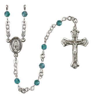 Sterling Silver 4mm Austrian Crystal Miraculous Rosary Necklace in Zircon