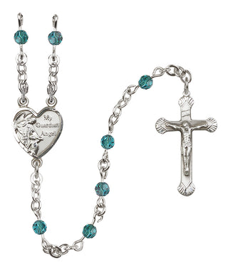 Sterling Silver 4mm Guardian Angel Heart Rosary