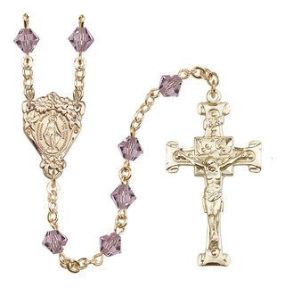 14 Karat Gold-Filled 6mm Austrian Crystal Miraculous Rosary in Light Amethyst