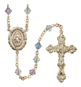 14 Karat Gold-Filled 6mm Austrian Crystal Miraculous Rosary in Multi-Color
