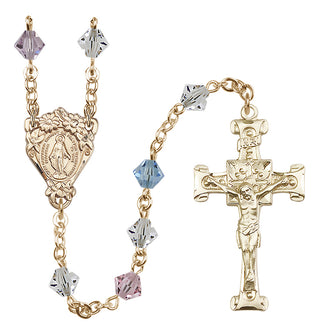 14 Karat Gold-Filled 6mm Austrian Crystal Miraculous Rosary in Multi-Color