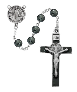 8MM Cord Saint Ben Hematite Boxed