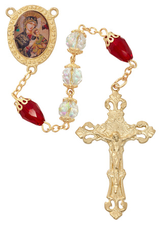 Crystal And Red Tear Drop Rosary with Gift Box 
