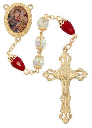 Crystal And Red Tear Drop Rosary with Gift Box 