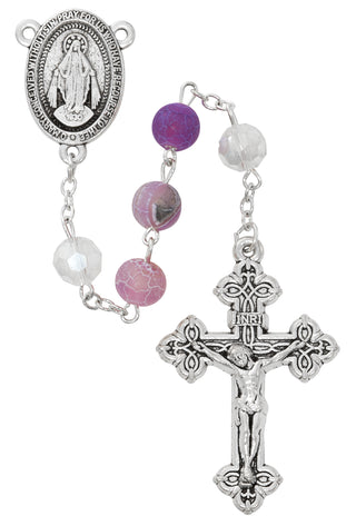 Purple Cracked Beaded Rosary