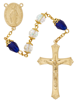 Crystal And Blue Tear Drop Rosary with Gift Box