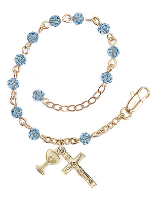 Adjustable Gold Plated 4mm Crystal Scapular Rosary | Aqua