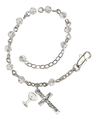 Adjustable Silver Plated 4mm Crystal Scapular Rosary | Crystal