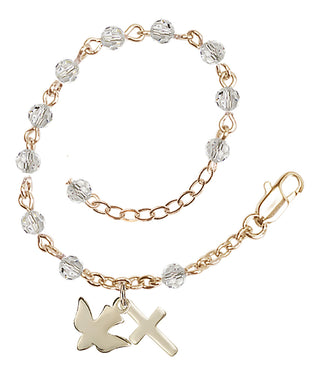 Adjustable Gold Plated 4mm Crystal Scapular Rosary | Crystal