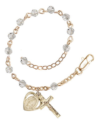 Adjustable Gold Plated 4mm Crystal Scapular Rosary | Crystal