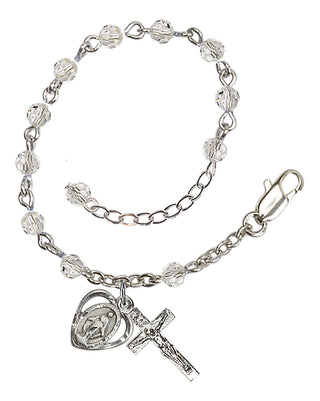 Adjustable Silver Plated 4mm Crystal Scapular Rosary | Crystal