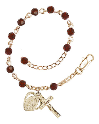 Adjustable Gold Plated 4mm Crystal Scapular Rosary | Garnet
