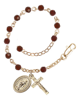 Adjustable Gold Plated 4mm Crystal Scapular Rosary | Garnet