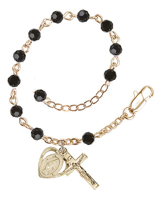 Adjustable Gold Plated 4mm Crystal Scapular Rosary | Jet