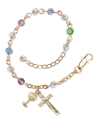 Adjustable Gold Plated 4mm Crystal Scapular Rosary | Multi-Color