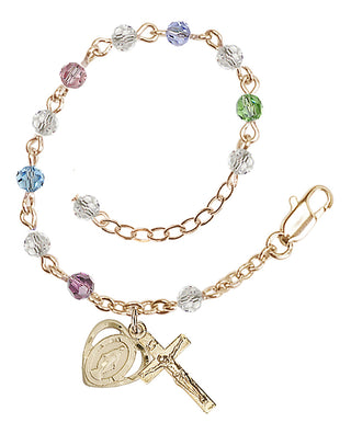 Adjustable Gold Plated 4mm Crystal Scapular Rosary | Multi-Color