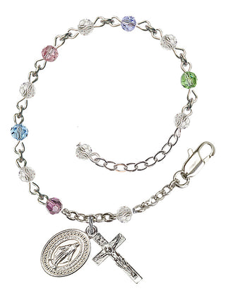 Adjustable Silver Plated 4mm Crystal Scapular Rosary | Multi-Color