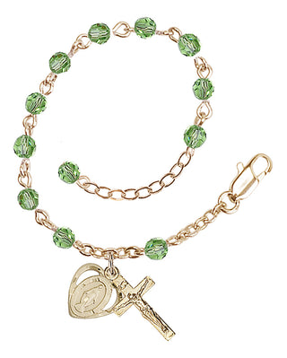 Adjustable Gold Plated 4mm Crystal Scapular Rosary | Peridot