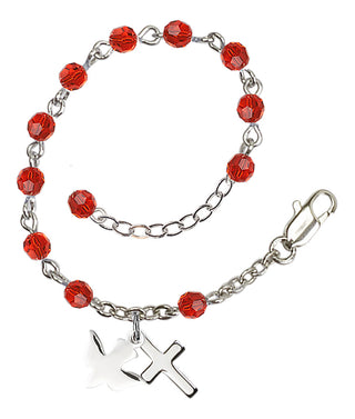 Adjustable Silver Plated 4mm Crystal Scapular Rosary | Ruby
