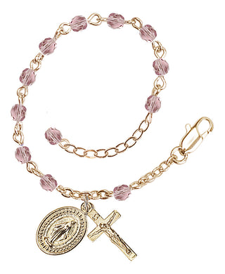 Adjustable Gold Plated 4mm Fire Polished Rosary Bracelet in Garnet