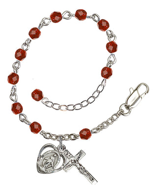 Adjustable Silver Plated 4mm Fire Polished Rosary Bracelet in Ruby