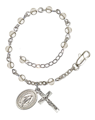 Adjustable Silver Plated 4mm Rosary Bracelet