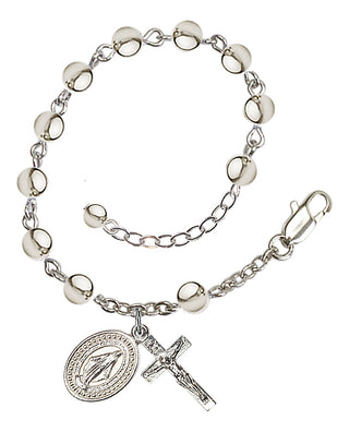 Adjustable Silver Plated 5mm Rosary Bracelet