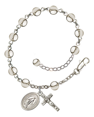 Adjustable Silver Plated 6mm Rosary Bracelet