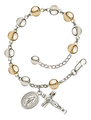 Adjustable Silver Plated 7mm Rosary Bracelet