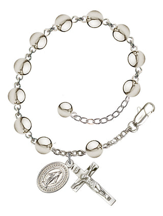 Adjustable Silver Plated 7mm Rosary Bracelet